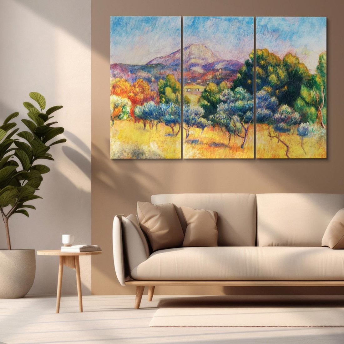 Obraz na płótnie 120x80 - Montagne Sainte-Victoire (Paysage) (1889), Pierre-Auguste Renoir - Reprodukcja - reprodukcja, obraz na płótnie