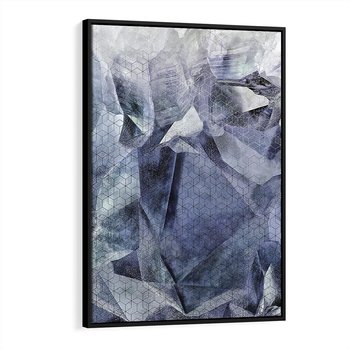 Obraz w ramie 50x70 - Melodia mgieł i marzeń - abstrakcja w kolorze granatu, przypominająca górę lodową - rama czarna