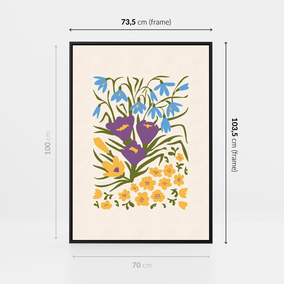 Obraz w ramie 70x100 - Kwiatowe Przenikanie - kwiaty, sztuka nowoczesna - rama czarna