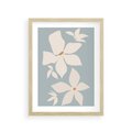 Plakat w ramie 30x40 - Błękit Kwiatów - kwiaty, nowoczesne i minimalistyczne - rama drewno
