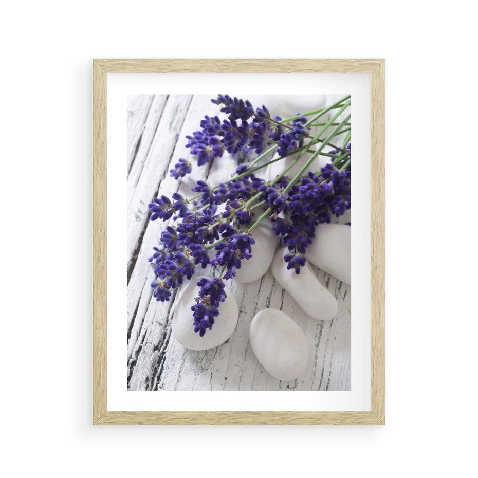 Plakat w ramie 40x50 - relaks z aromatem - lawenda, spa - rama drewno