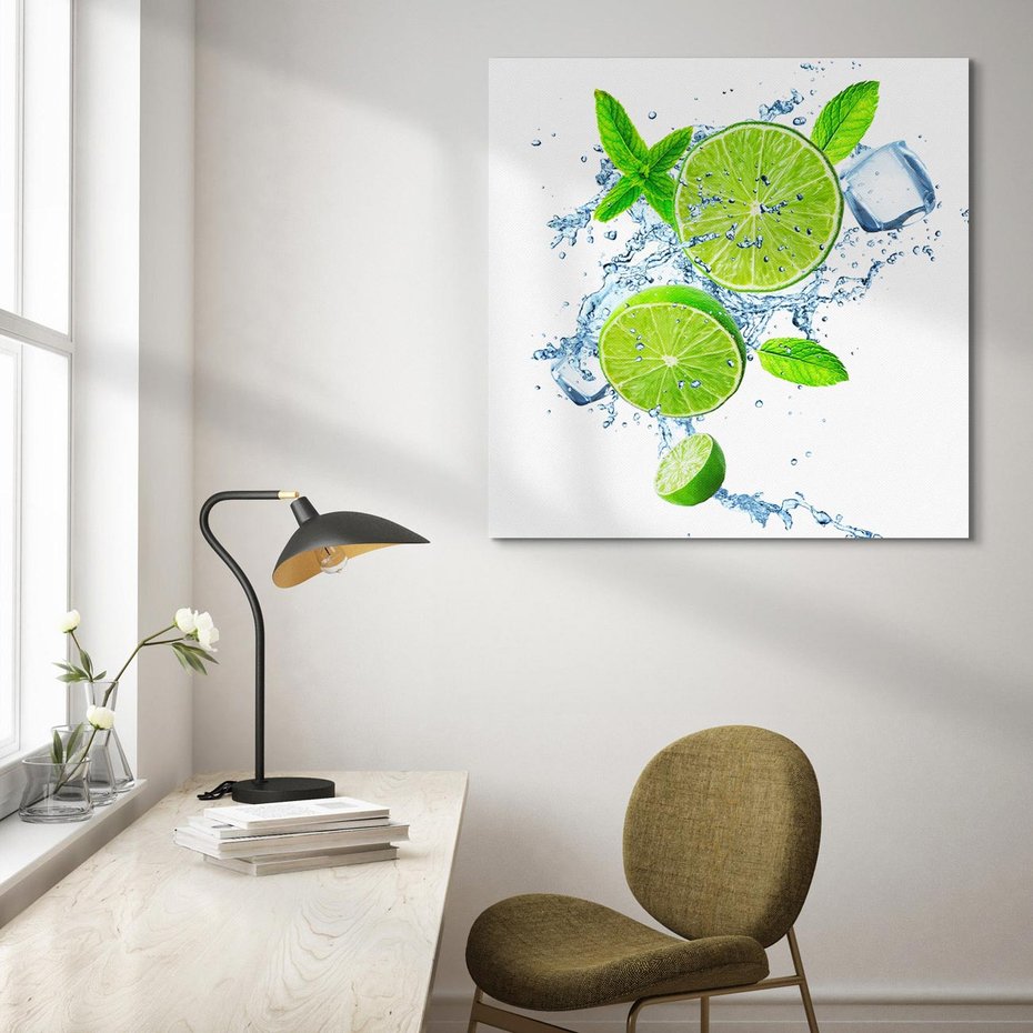 Obraz na płótnie 60x60 - Świeżość i Witalność - limonka, owoce