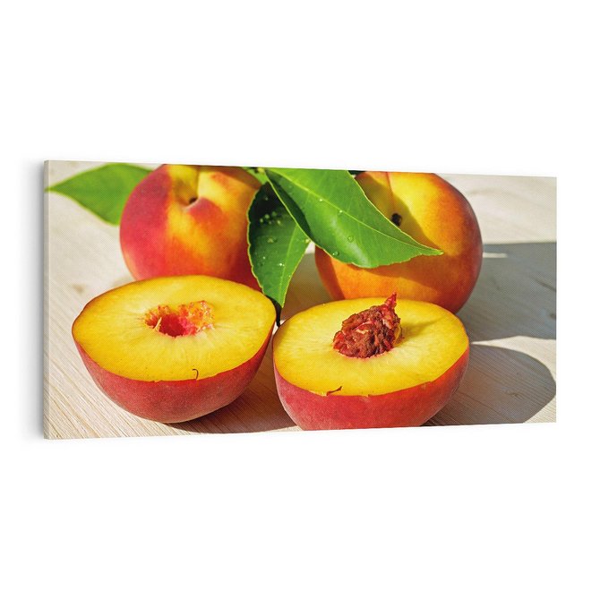Obraz na płótnie 100x50 - Brzoskwinie Delikatny Urok - brzoskwinie, owoce