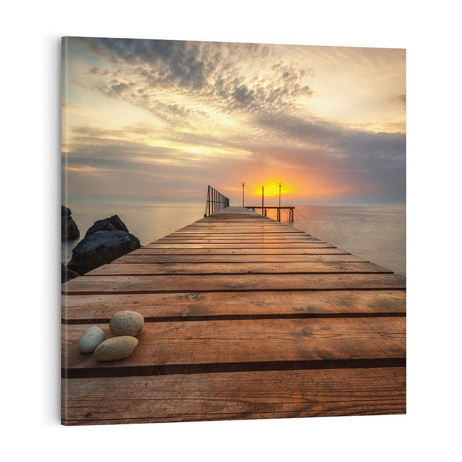 Obraz na płótnie 70x70 - Molo nad bułgarskim morzem - Bułgaria, molo