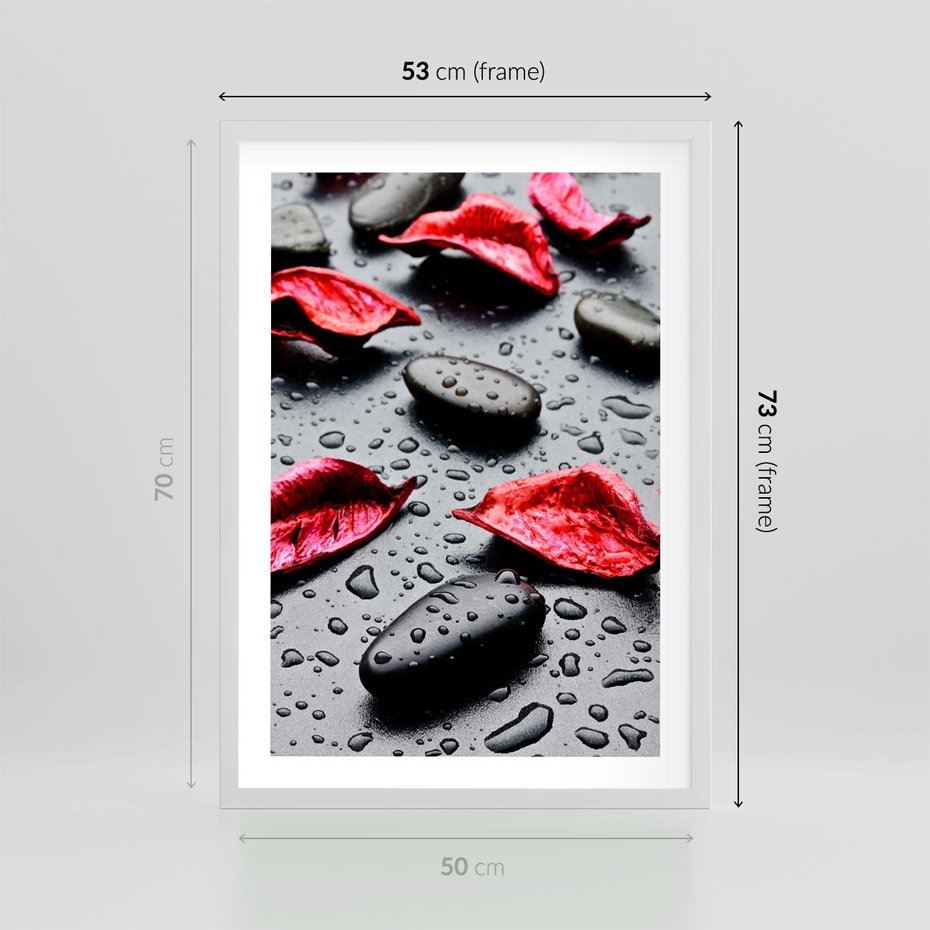 Plakat w ramie 50x70 - Spa wśród Natury - spa, kamienie - rama biała