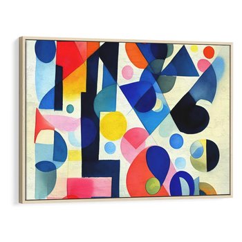 Obraz w ramie 70x50 - Księga Akwarelowych Przeniknięć - abstrakcyjny obraz, różne kolorowe kształty - rama drewno