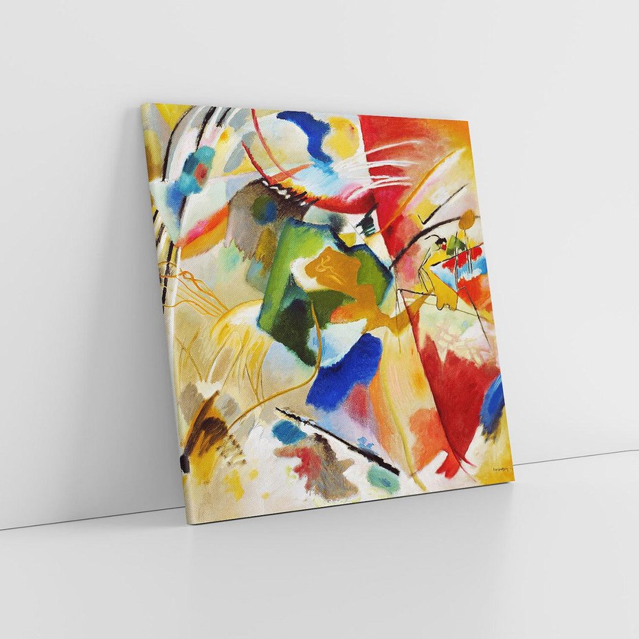 Obraz na płótnie 40x40 - "Obraz z Zielonym Centrum" (1913) Wassily Kandinsky - Reprodukcja - reprodukcja, obraz na płótnie