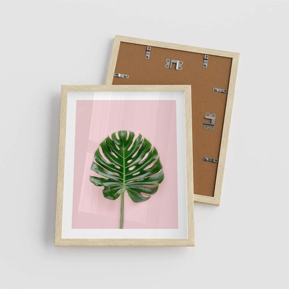 Plakat w ramie 40x50 - Egzotyczna Roślinność - liście, monstera - rama drewno