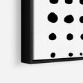 Obraz w ramie 50x50 - Refleksje Światła - minimalistyczna kompozycja, czarne kropkina białym tle - rama czarna