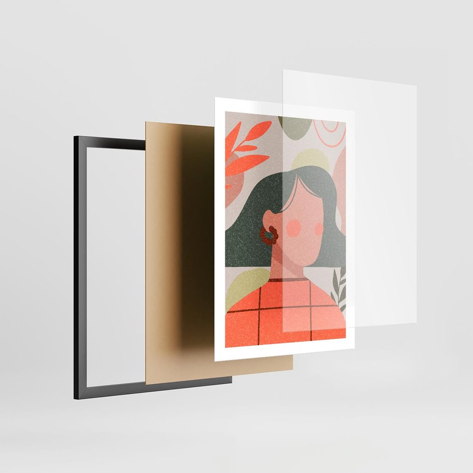 Plakat w ramie 50x70 - Kobiecy Portret Duszy - nowoczesny plakat, styl retro - rama czarna