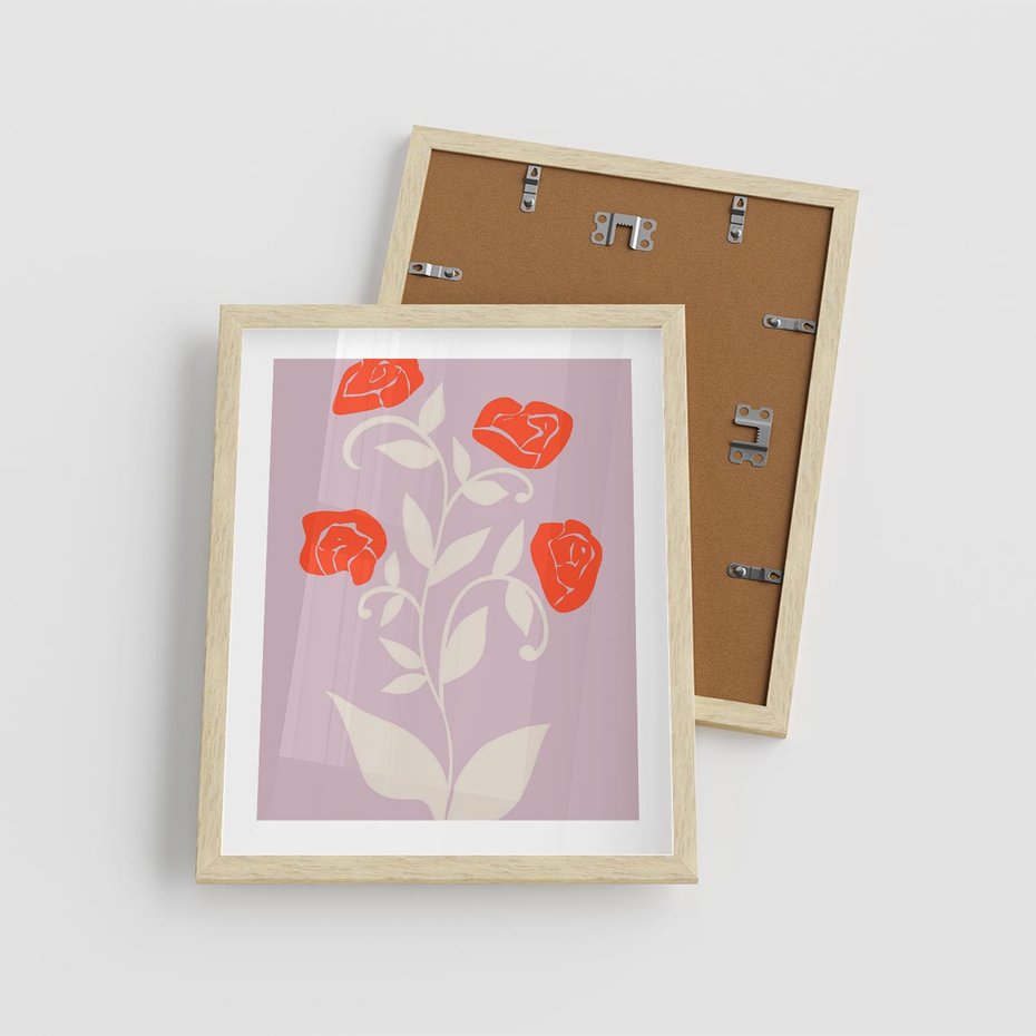 Plakat w ramie 40x50 - Migotliwe Widzenie Kwiatów - nowoczesny plakat, roślinne motywy - rama drewno