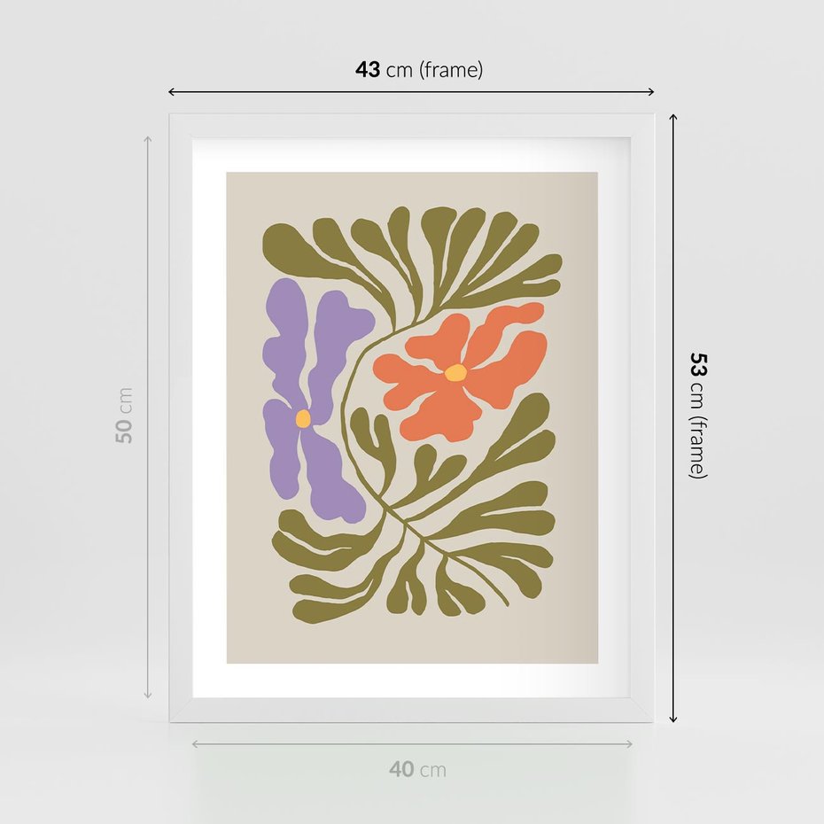 Plakat w ramie 40x50 - Bezgraniczne Impresje - kwiaty, abstrakcja - rama biała