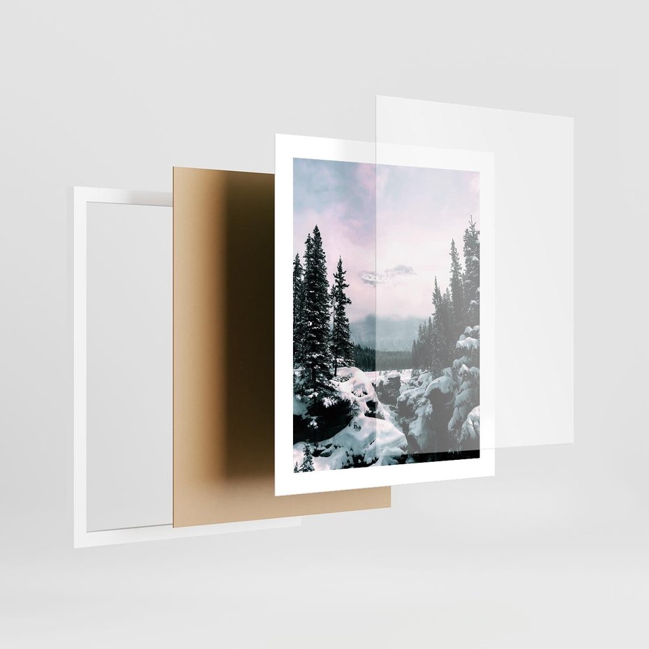 Plakat w ramie 40x50 - Zimowe Góry - zimowy krajobraz, góry - rama biała