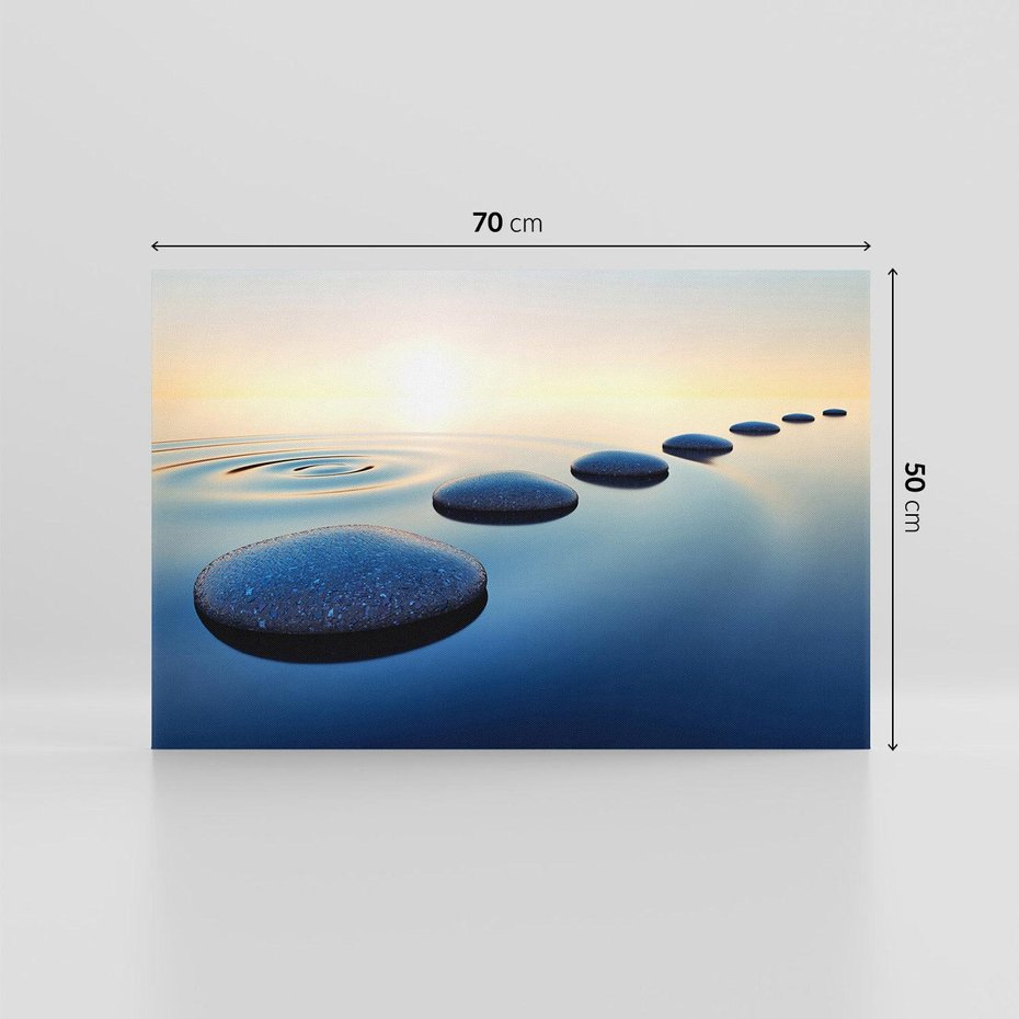 Obraz na płótnie 70x50 - Spokój kamieni w SPA - kamienie, woda