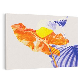 Obraz na płótnie 120x80 - Energetyczne Indygo - retro, tropikalne liście