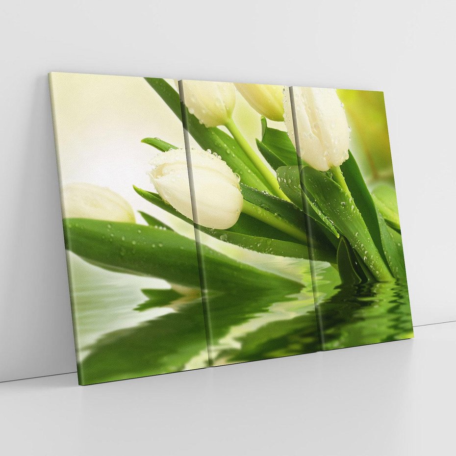 Obraz na płótnie 120x80 - Białe Piękno - białe, tulipany