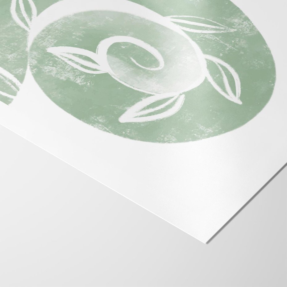 Plakat bez ramy 30x40 - Zielony Świat Odpoczynku - abstrakcyjny zielony motyw, skandynawski design