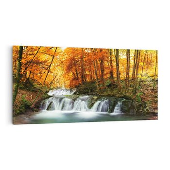 Obraz na płótnie 100x50 - Jesienny wodospad w lesie - jesień, wodospad