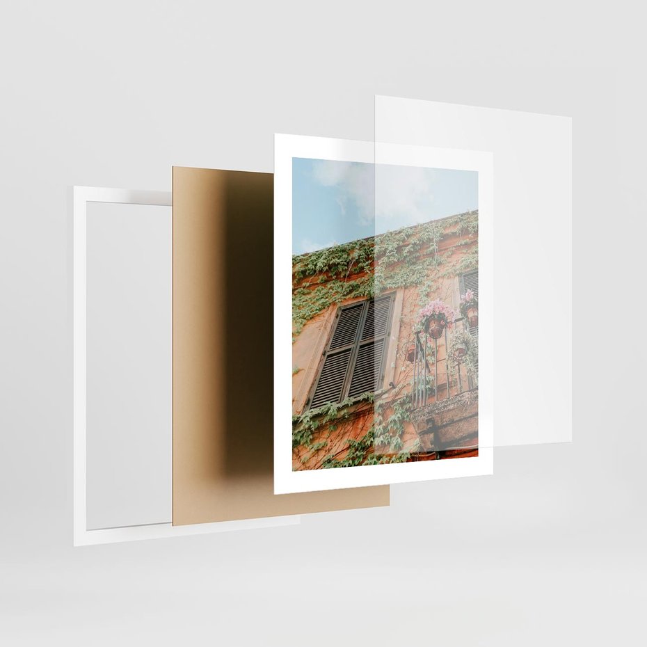 Plakat w ramie 40x50 - Okno do włoskich budynków - włoskie, budynki - rama biała
