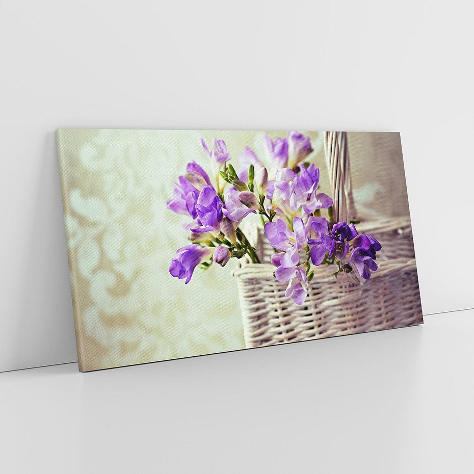 Obraz na płótnie 120x60 - Kwiatowy koszyk - kwiaty, koszyk