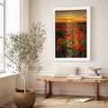 Plakat bez ramy 30x40 - Maki przy zachodzie słońca - maki, zachód
