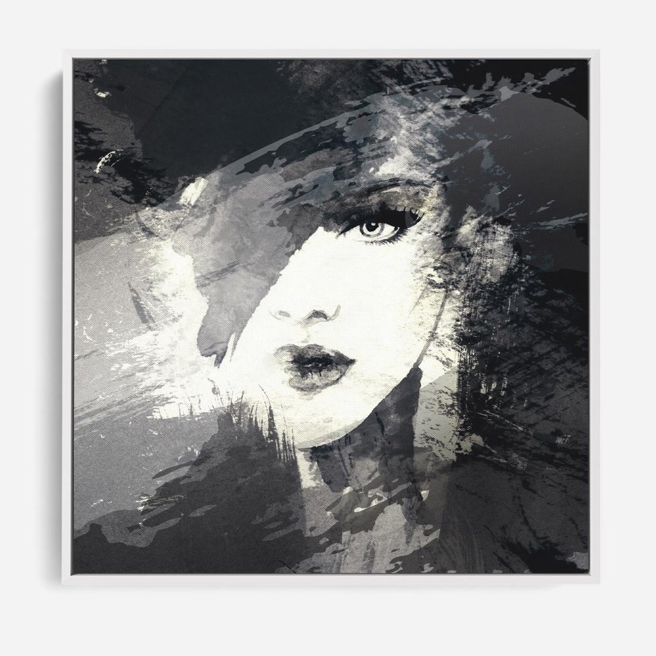 Obraz w ramie 80x80 - Abstrakcyjna wizja kobiety - abstrakcja, kobieta - rama biała