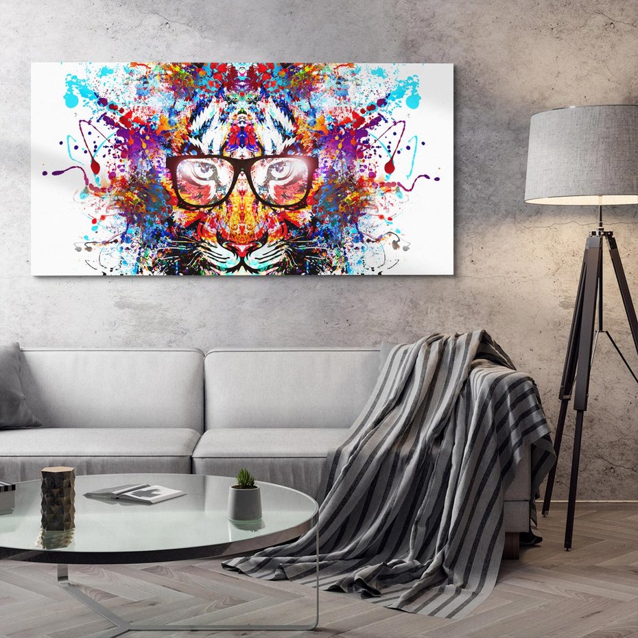 Obraz na płótnie 120x60 - Tygrys w graficznej oprawie - tygrys, grafika