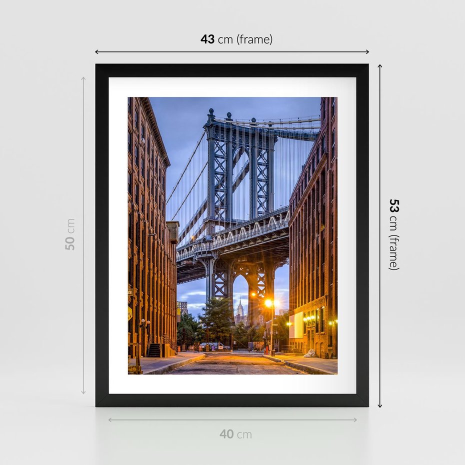 Plakat w ramie 40x50 - Most w mieście - most, miasto - rama czarna