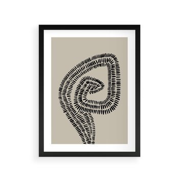Plakat w ramie 30x40 - Nowoczesne Spektrum Wyobraźni - boho plakat, czarne kropki kreski - rama czarna