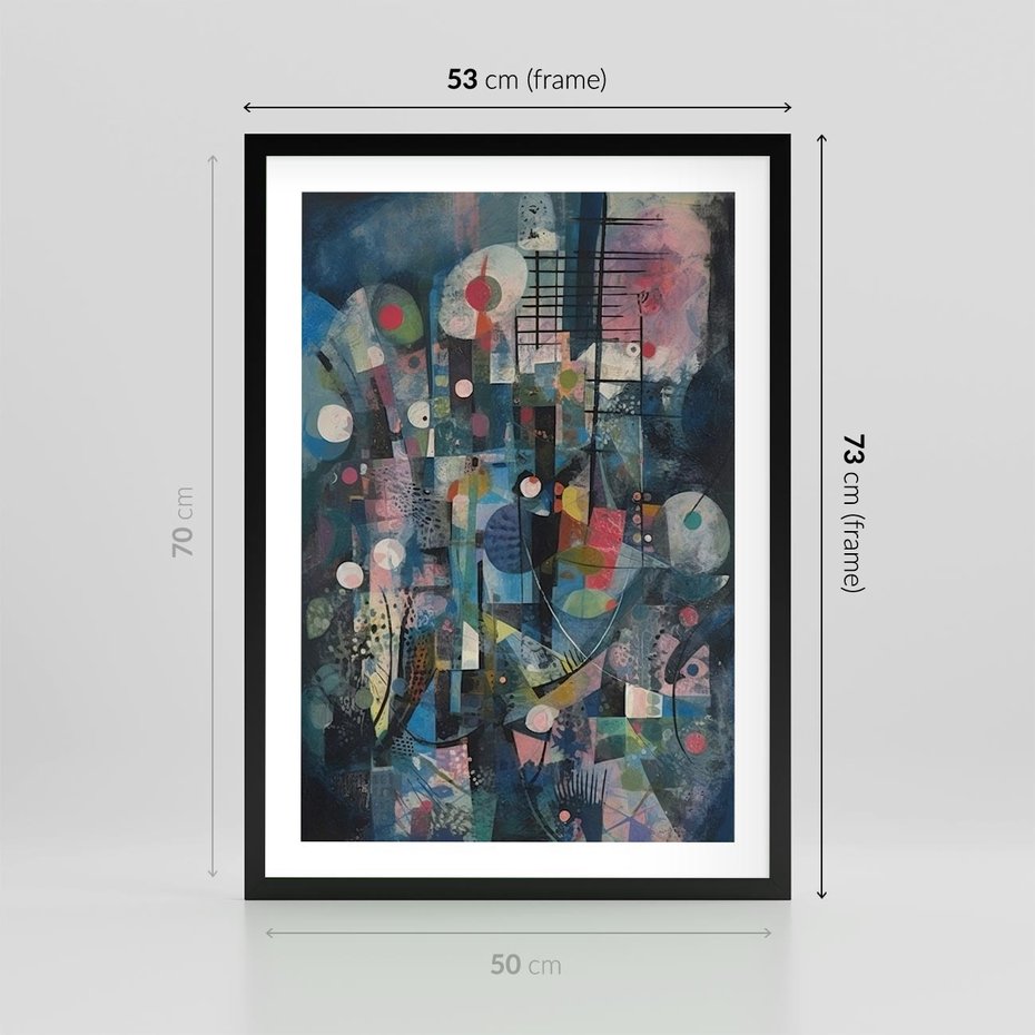 Plakat w ramie 50x70 - Rozbijając Granice Kreatywności - abstrakcyjny obraz, sztuka abstrakcji - rama czarna