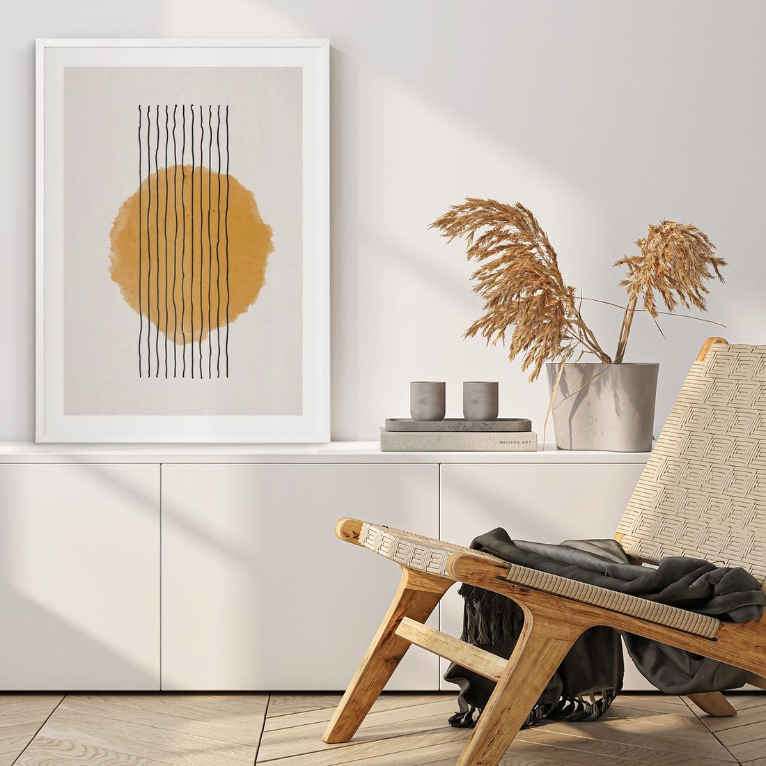 Plakat w ramie 40x50 - Taniec Emocji - abstrakcyjne akwarelowe plamy, nieregularne kreski - rama biała