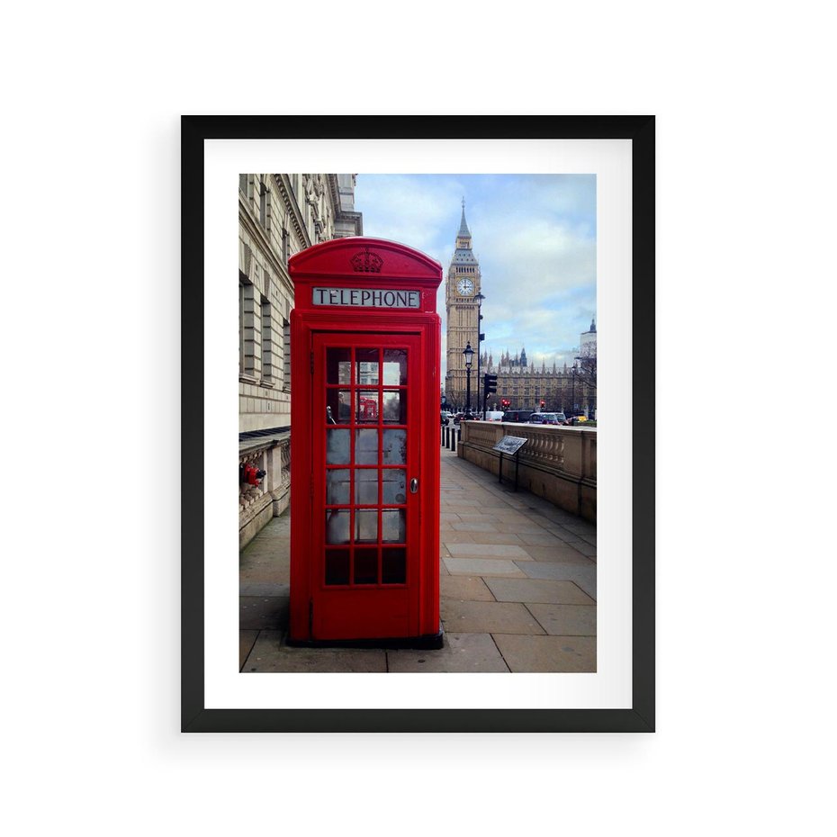 Plakat w ramie 30x40 - Londyńska budka telefoniczna - budka, telefoniczna - rama czarna