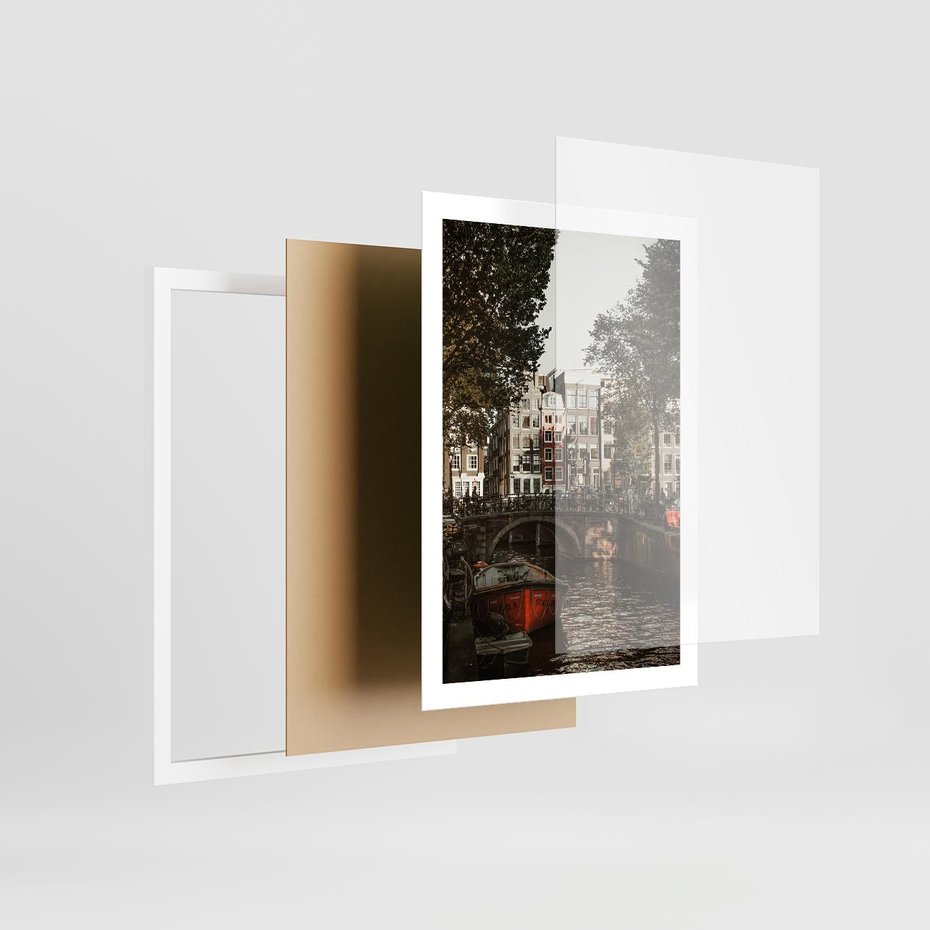 Plakat w ramie 50x70 - Jesienne Uroki Holandii: Kanały i Most - Holandia, kanały - rama biała