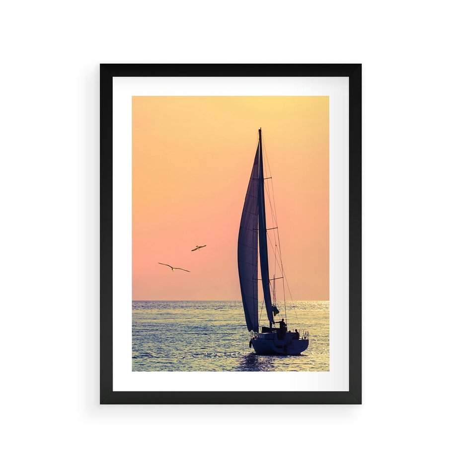 Plakat w ramie 30x40 - Żaglówka na Horyzoncie - żaglówka, jacht - rama czarna