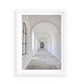 Plakat w ramie 50x70 - Architektoniczne Przejście - architektura, korytarz - rama biała