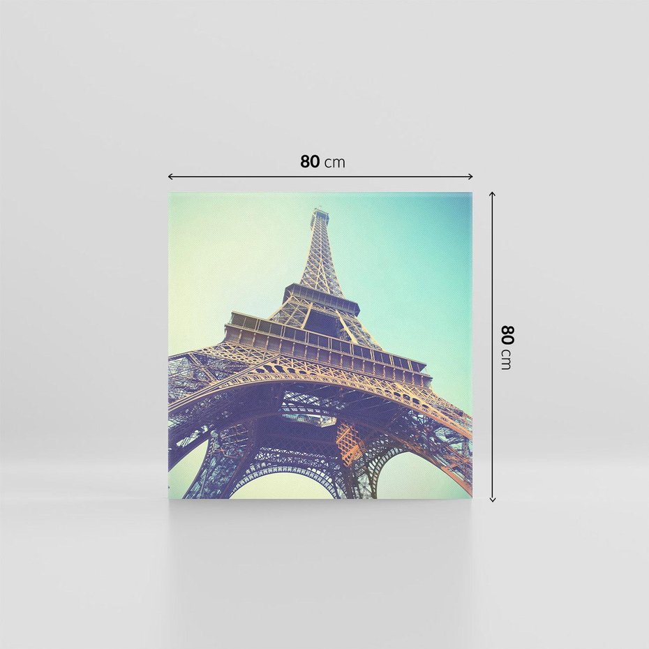 Obraz na płótnie 80x80 - Wieża Eiffla w czarno-białej odsłonie - Eiffla, Paryż