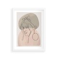 Plakat w ramie 30x40 - Kobieta w Linii: Akwarelowa Harmonia - kobieta one line, grafika - rama biała