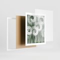 Plakat w ramie 40x50 - Spokojne Plamy Natury - zielony plakat, roślinne motywy - rama biała