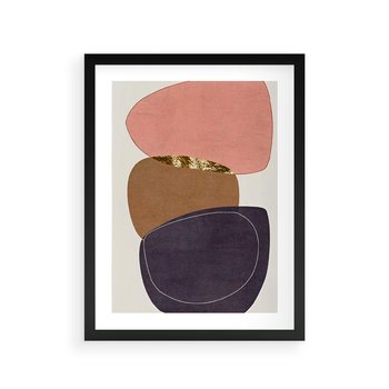 Plakat w ramie 50x70 - Rozkwitające Przenikające Formy - abstrakcyjny obraz, geometryczne formy - rama czarna