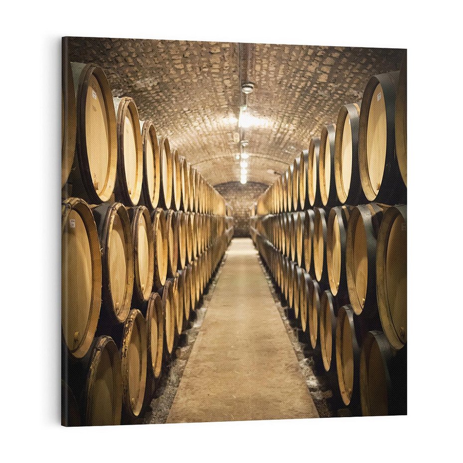 Obraz na płótnie 70x70 - Winniczka - winnica, beczki
