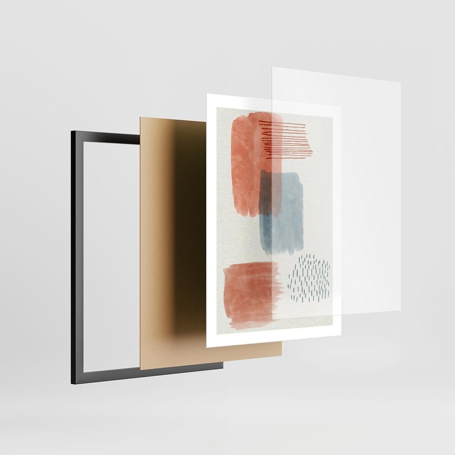 Plakat w ramie 50x70 - Pastelowa Abstrakcja: Maźnięcia Farbą - abstrakcja, maźnięcia farny - rama czarna