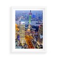 Plakat w ramie 50x70 - Wzgórza Mieściny - wieżowce, miasto - rama biała