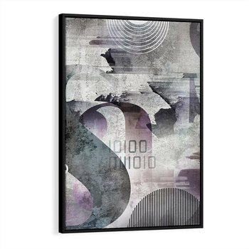 Obraz w ramie 70x100 - Nocne opowieści w barwach - typografia, abstrakcja - rama czarna