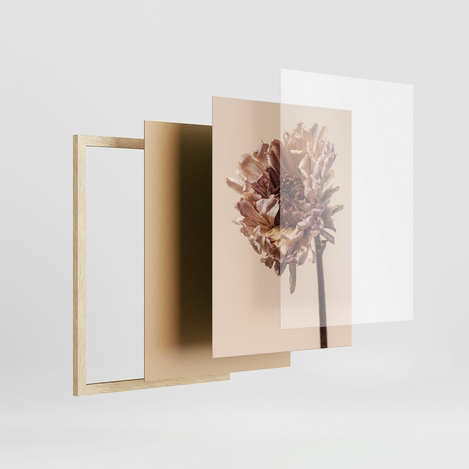 Zestaw obrazy w ramie 50x70 galeria - Minimalistyczne, suszone, kwiaty, boho - rama drewno