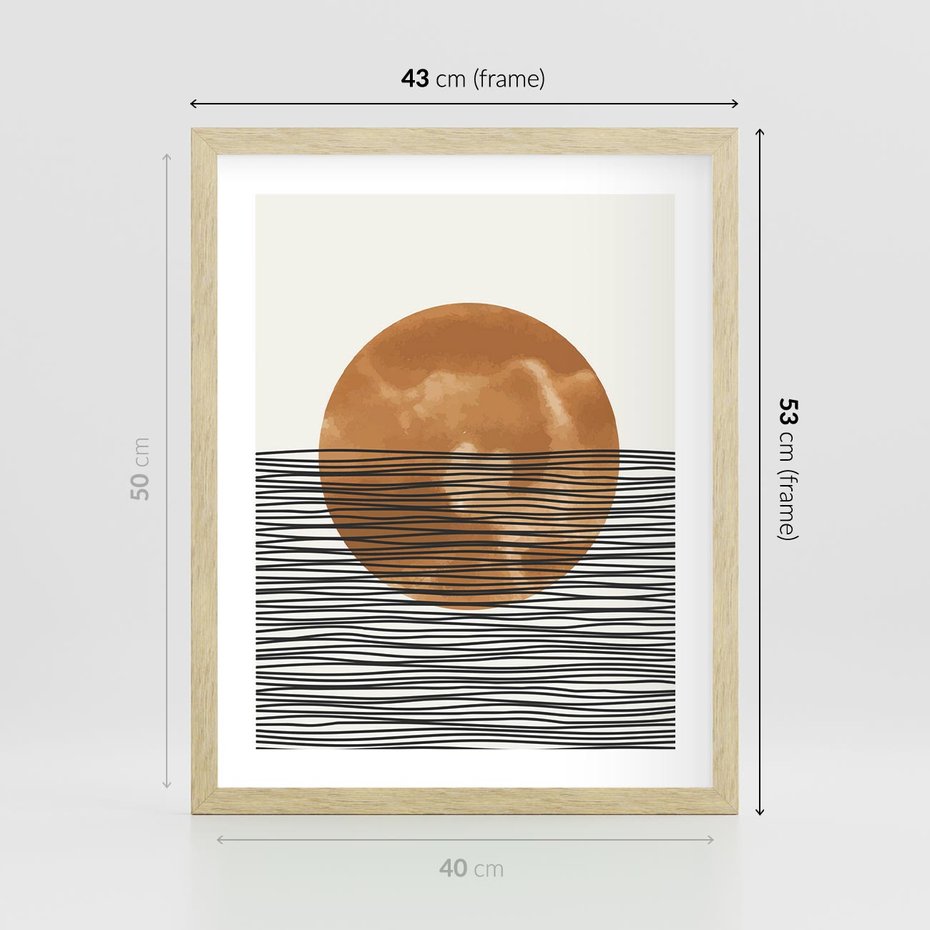 Plakat w ramie 40x50 - Okrąg Mocy - boho obraz, geometria - rama drewno