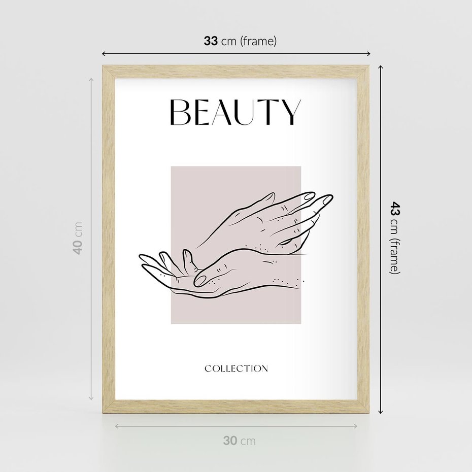 Plakat w ramie 30x40 - Wibracje Nieprzewidywalnych Form - bogo plakat, dłonie - rama drewno