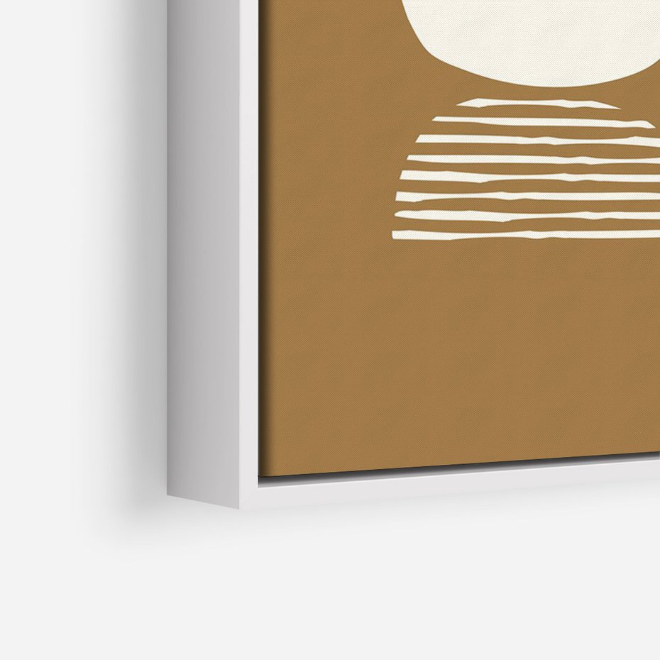 Obraz w ramie 70x100 - Wewnętrzne Spektrum - geometryczne boho kształty na brązowym, karmelowym tle - rama biała