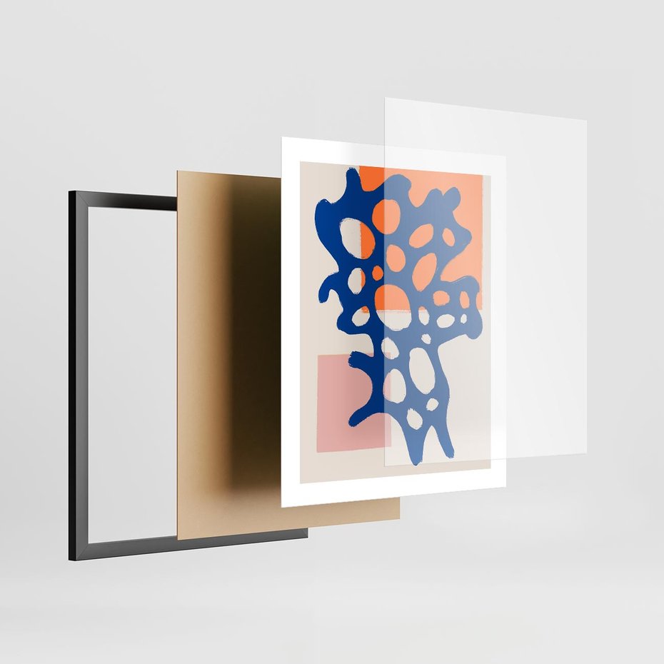 Plakat w ramie 40x50 - Delikatne Plamiste Refleksje - abstrakcja, nowoczesny plakat - rama czarna