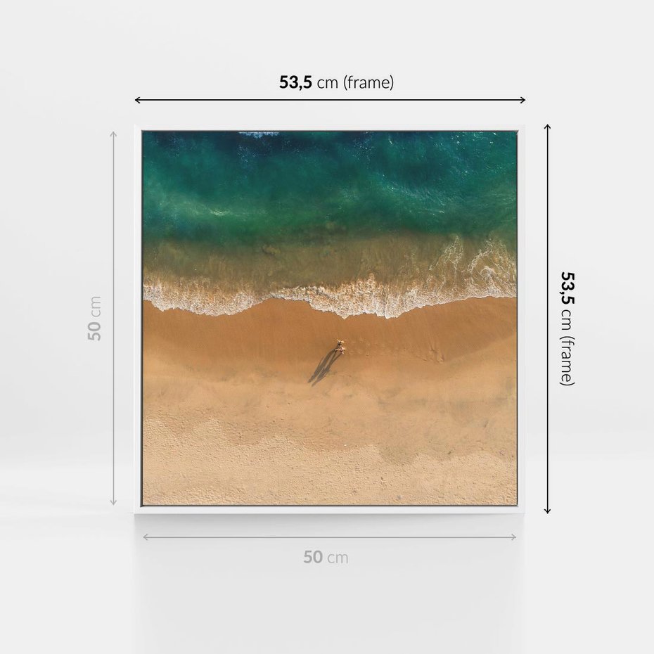 Obraz w ramie 50x50 - Oaza Relaksu - plaża, morze - rama biała
