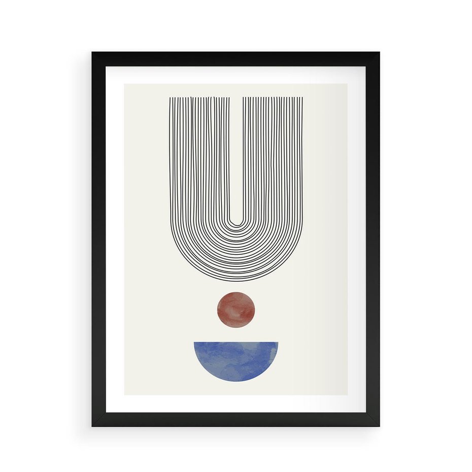 Plakat w ramie 50x70 - Rozplątane Wibracje - nowoczesny plakat, styl midcentury - rama czarna